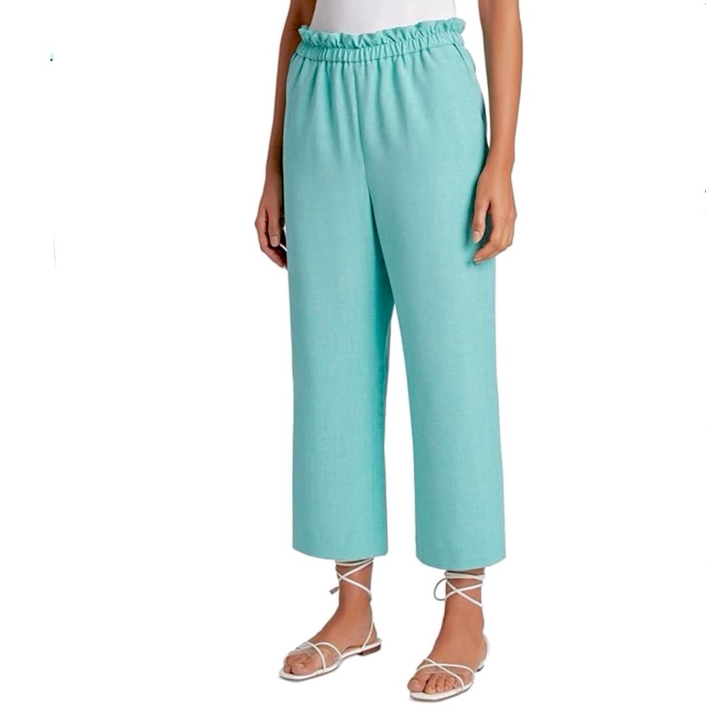 Tahari ASL Aqua Cropped Wide-Leg Pants